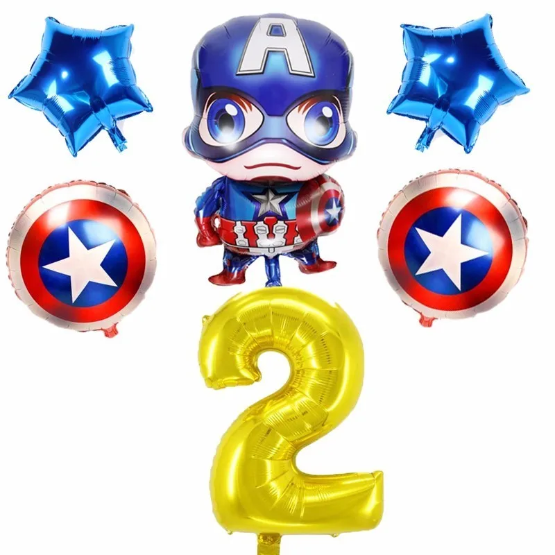 gold number 6 шт. большой Капитан Америка фольга шары 40 дюймов номер и 18 Круглый баллоны игрушка супер герой День рождения украшения Дети - Цвет: gold number