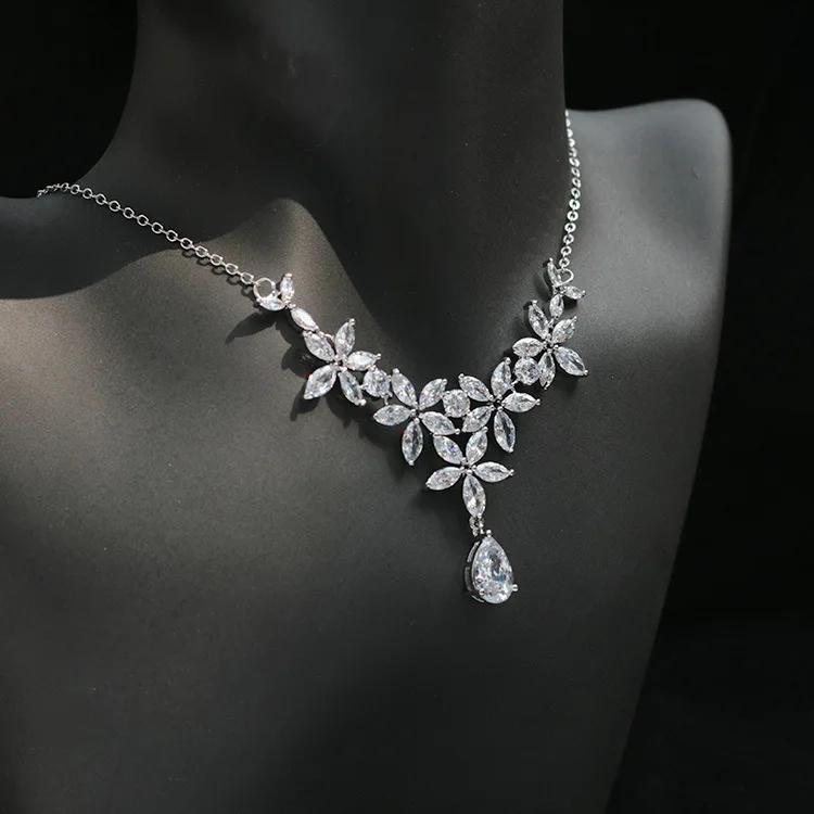 SLBRIDAL медные свадебные с кубическим Цирконом комплект ювелирных изделий для