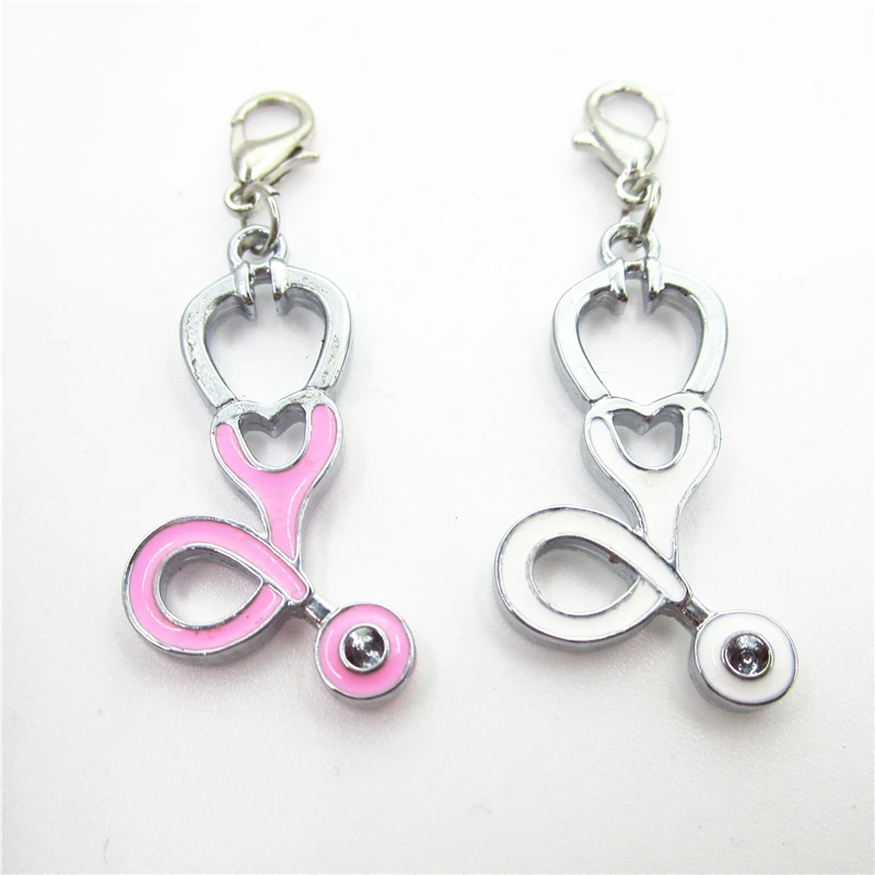 

New design 20pcs Medical Stethoscope Lobster Clasp Dangle Charms DIY Bracelet Necklace Jewelry Accessory Floating Hanging Charms