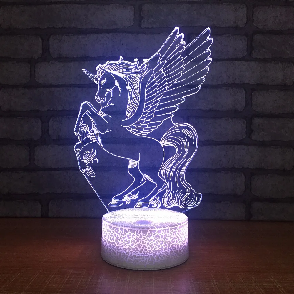 Cute Unicornio LED 3D Night Light 7 Colors Baby Unicorn Party Lamp Luminaria Horse Animal Bedroom Table Decoration | Лампы и освещение