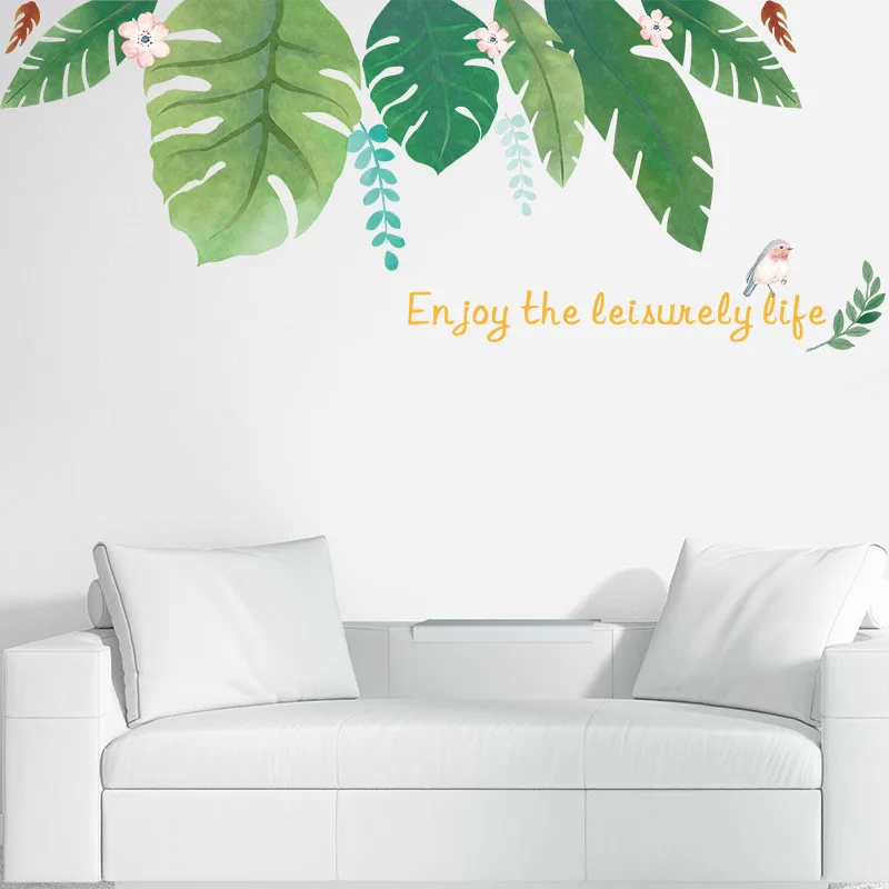 Нортический стиль Зеленый лист наклейка на стену украшение дома для гостиной