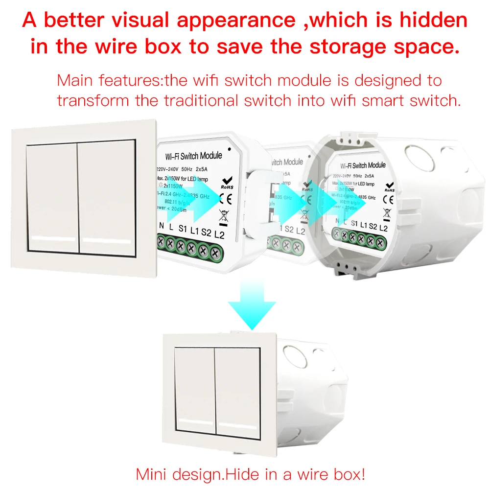 Wifi умный выключатель света Diy модуль Smart Life/Tuya приложение дистанционное