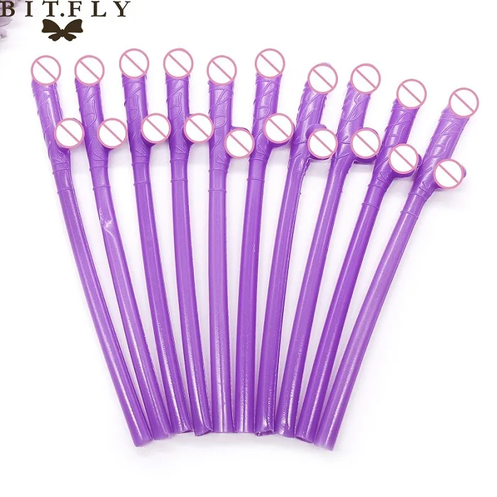 Purple 10 шт. пенис соломинки красочных пикантные Вилли питьевой Новинка телесного цвета соломы для девичника вечерние курица вечерние для взрослых для ночного клуба тема Вечерние - Цвет: Purple