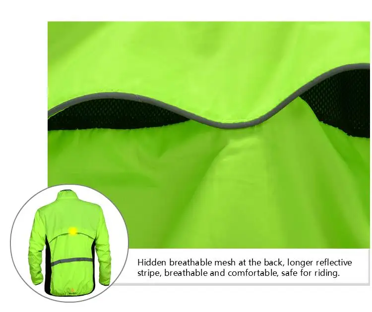 WOSAWE дышащая Светоотражающая велосипедная Джерси длинная УФ защитная куртка ветрозащитная куртка для езды на велосипеде для бега верхняя одежда штормовка зеленая