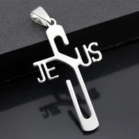 2018 new jesus cross fashion men charm metal pendant necklace stainless steel coopper chain christian symbol jewelry making