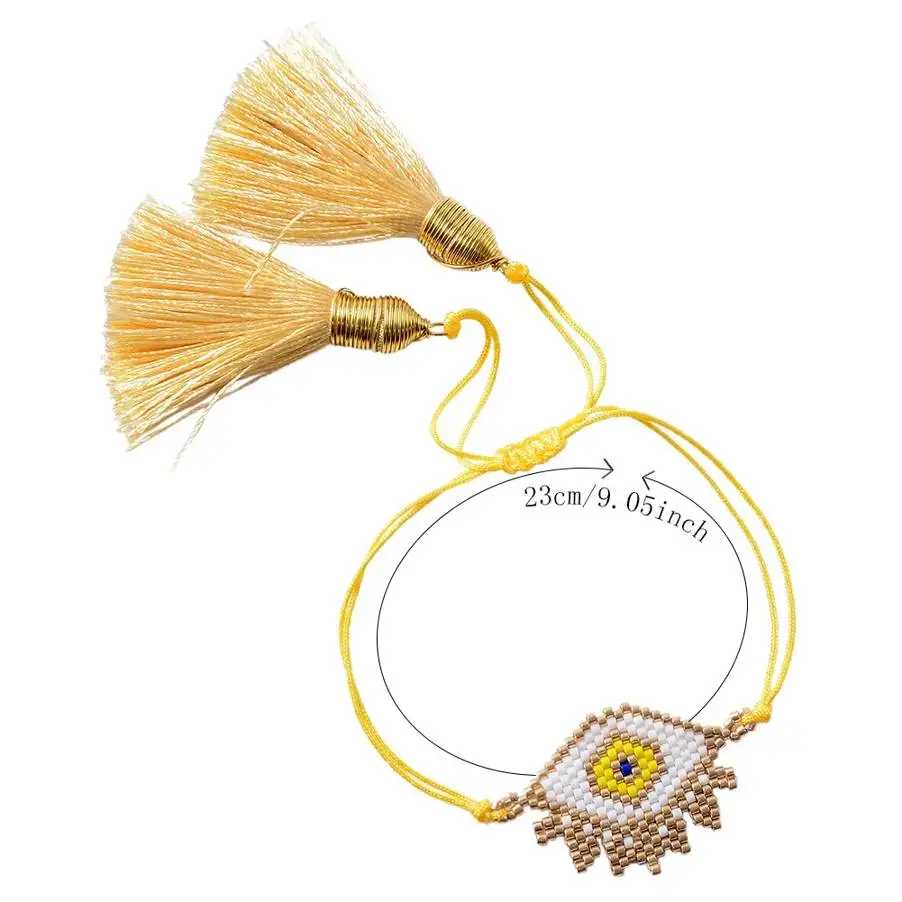 Повседневные Турецкий Дурной глаз браслет Хамса красочные ручной желтого золота