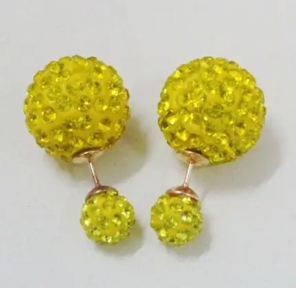 yellow Charmcci двухсторонние Симпатичные серьги-гвоздики, круглые стразы, женские серьги, ювелирные изделия, серьги-гвоздики, подарок, много цветов - Окраска металла: yellow