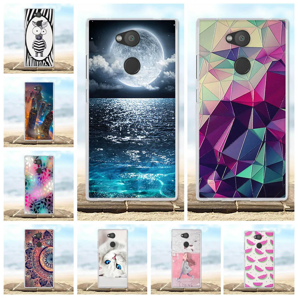 Силиконовый чехол для Sony Xperia L2 мягкий из ТПУ dual с цветочным узором 3D 5 дюйма чехлы