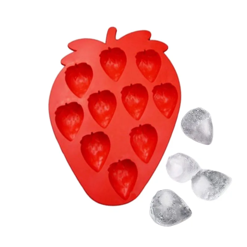 Форма для выпечки из силикона DINIWELL в форме клубники для замораживания льда, изготовления красивых желе и пудингов, мыла, баров для вечеринок и форм для напитков.