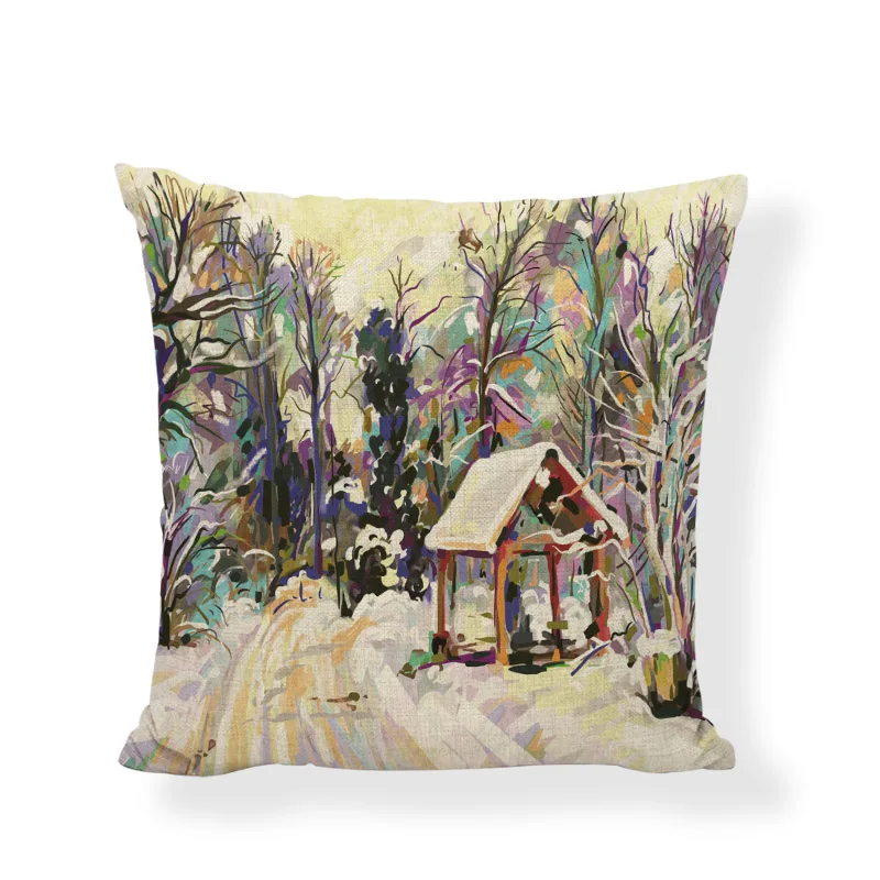 Наволочка в скандинавском стиле ретро льняная хлопковая масляная живопись