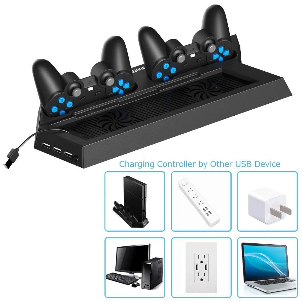Waterlowrie вертикальная подставка с охлаждающим вентилятором для PS4 Slim/регулярные