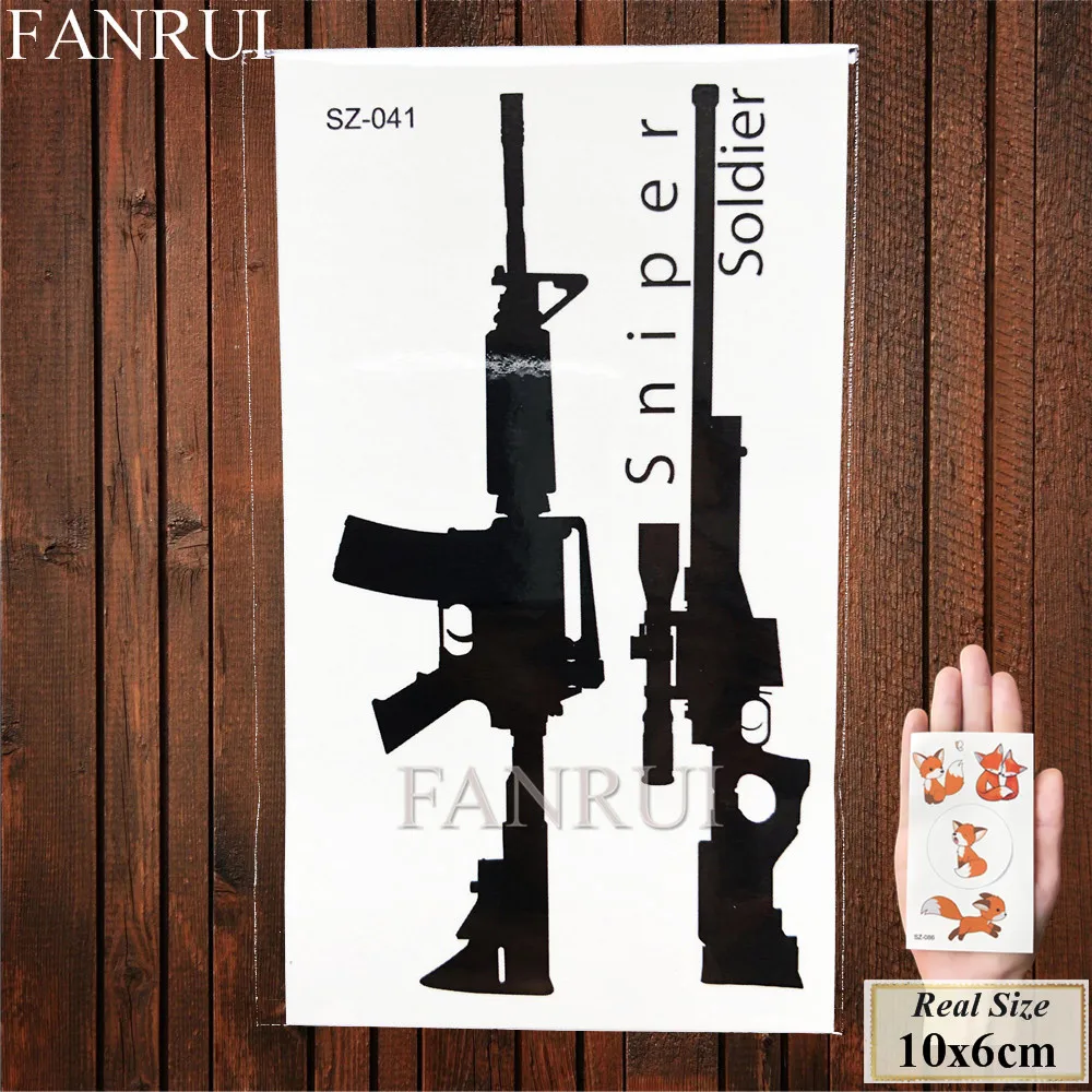 ASZ041 FANRUI сексуальный пистолет AK47 AK Временные татуировки для мужчин на руку BATTLEGROUNDS PUBG искусство оружие татуировки наклейки для женщин поддельные водостойкие татуировки - Цвет: ASZ041