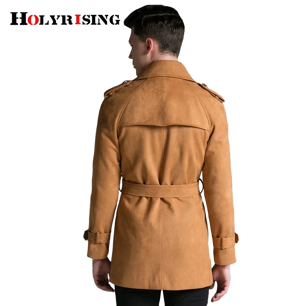 Holyrising мужской короткий Тренч куртка Мужская из искусственной замши приталенная
