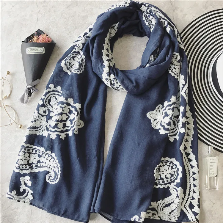 2017 Модные Винтажные шарфы с принтом пейсли женские вышитым цветочным узором
