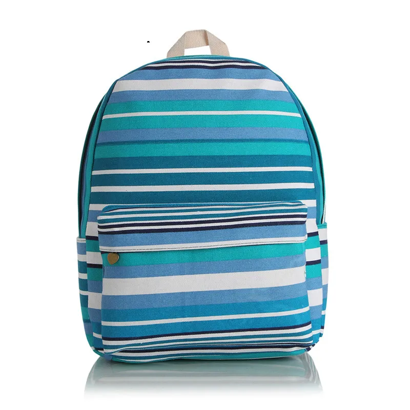 Для женщин Bagpack с принтом в полоску рюкзак холст школьные ранцы для подростков