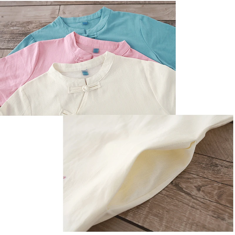 

Chinese Style Vintage Ethnic Dress Women Floral Print Pockets Cotton Linen Long Vestido Female Casual Short Sleeve Dress FP0842