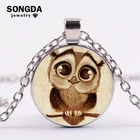 Женское Ожерелье SONGDA с подвеской в виде совы, ожерелье с большой птицей в стиле ретро, кулон со стеклянным куполом, длинная цепочка, колье 2018