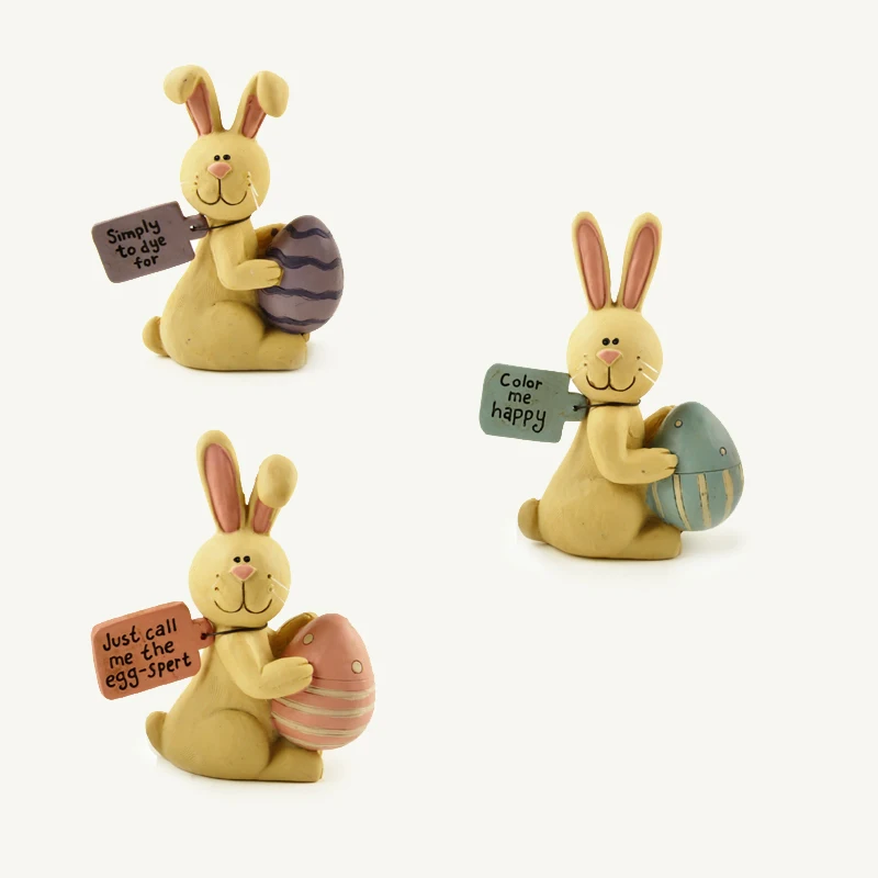 Украшение Пасхальный Кролик Фигурки кролика с фиолетовыми синими розовыми