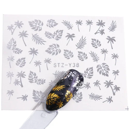 Silver STZY38 1 шт Серебристые наклейки для ногтей для украшения ногтей геометрическое ожерелье Переводные слайдеры маникюрные наклейки TRSTZ-YS16-1 - Цвет: Silver STZY38