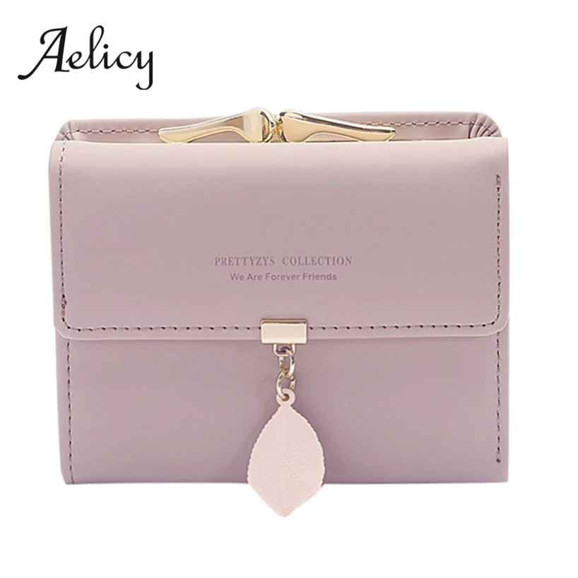 Aelicy женский модный короткий кошелек с листом кожаный на каждый день пряжкой три