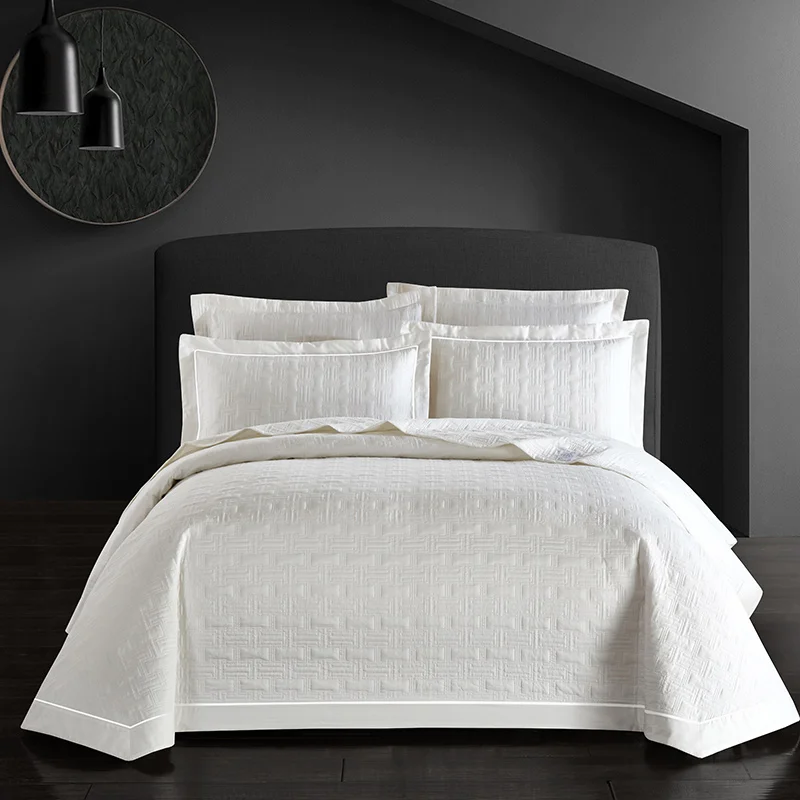 Juego de cama de lujo 100% algodón, colcha de Quile, juego de cama, Funda de colchón blanco y gris, couette couvre, dekbed iluminado