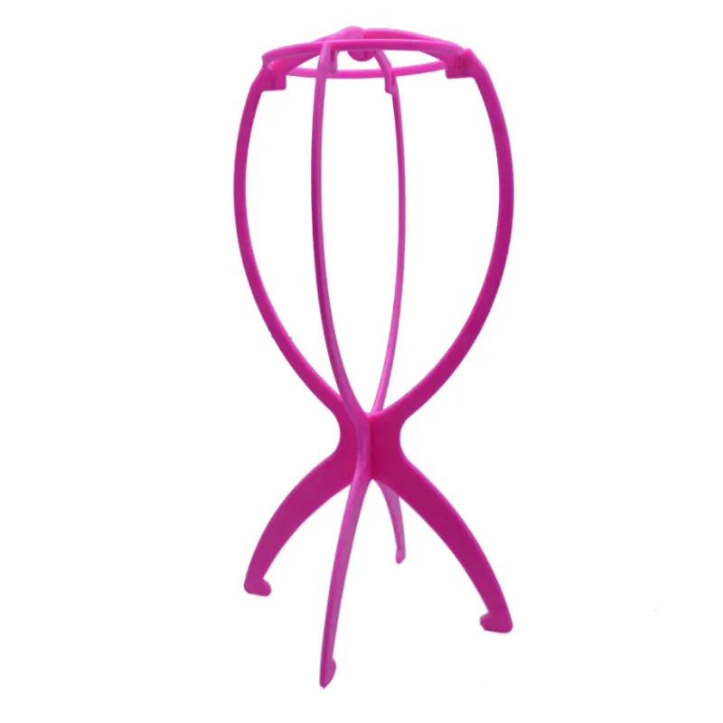 Pink 1 шт., красочные регулируемые подставки для париков, Пластиковая шляпа, витрина для париков, держатели для головы 18x36 см, манекен для головы/подставка, портативная складная подставка для парика - Цвет: Pink