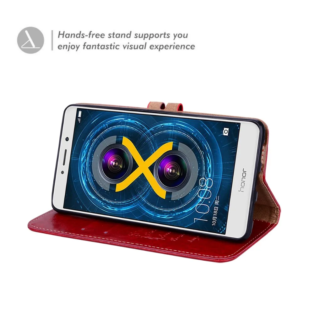 Кожаный флип-чехол для Huawei Honor 6X Роскошный чехол-кошелек чехол телефона из
