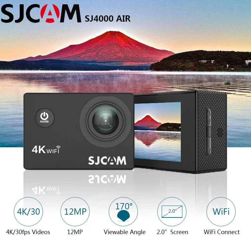 Экшн-камера SJCAM SJ4000 AIR, Спортивная, 4 k@ 30FPS, WiFi, 2,0 дюймов, ЖК-экран, для дайвинга, 30 м, водонепроницаемая, SJ 4000, камера для экстремальных видов спорта, DV