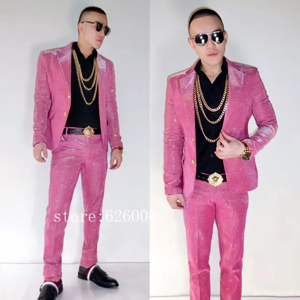 Новинка мужские модные розовые костюмы для ночного клуба мужской DJ певец танцор