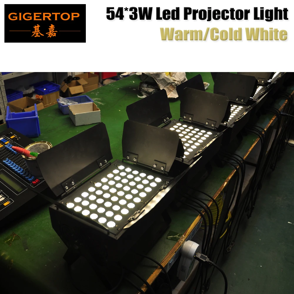 

Цена со скидкой, 10 единиц, TP-W5403C, теплый белый, 54x3 Вт, истинная мощность, приспособление для следа потока с Barndoor, 110 В-220 в, DMX