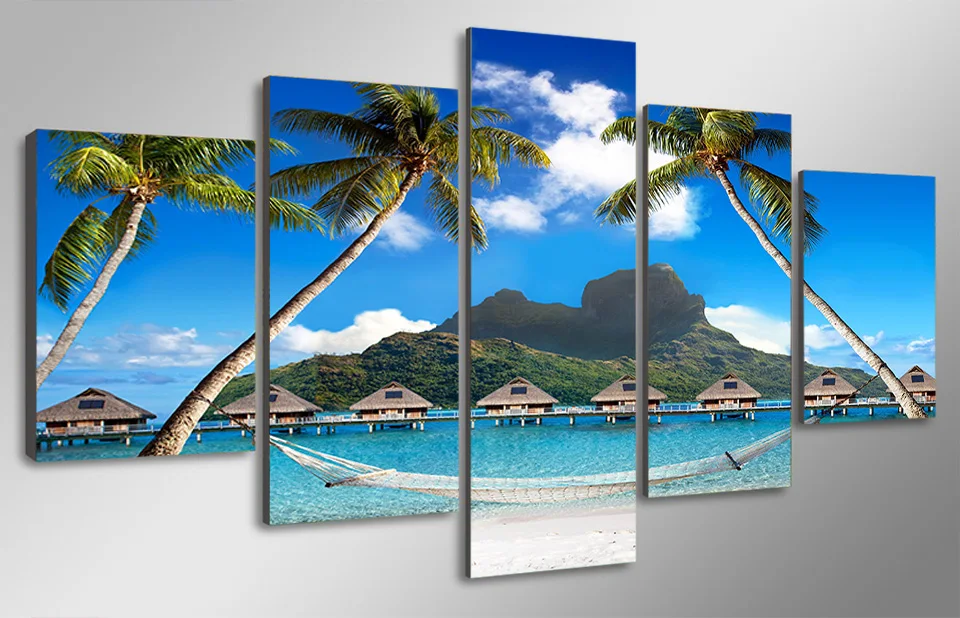 5 шт./компл. холст картины на холсте тропический рай пляж пальмы украшения для