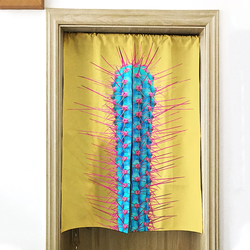 Кактус серия занавес Гостиная Спальня дверь украшение льняная ткань окклюзия