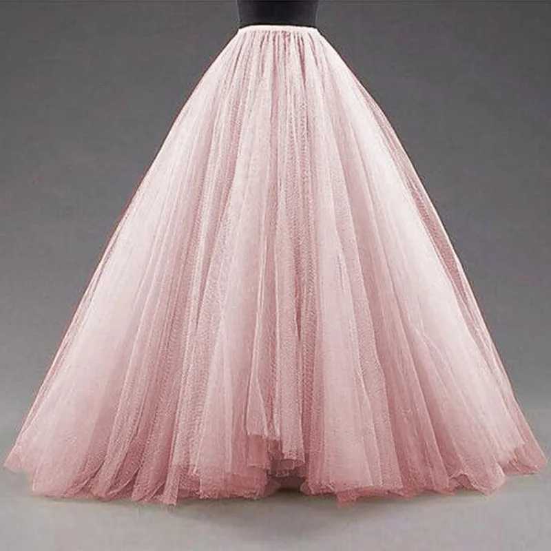 Женская длинная Тюлевая юбка небесно-синего цвета винтажная плиссированная