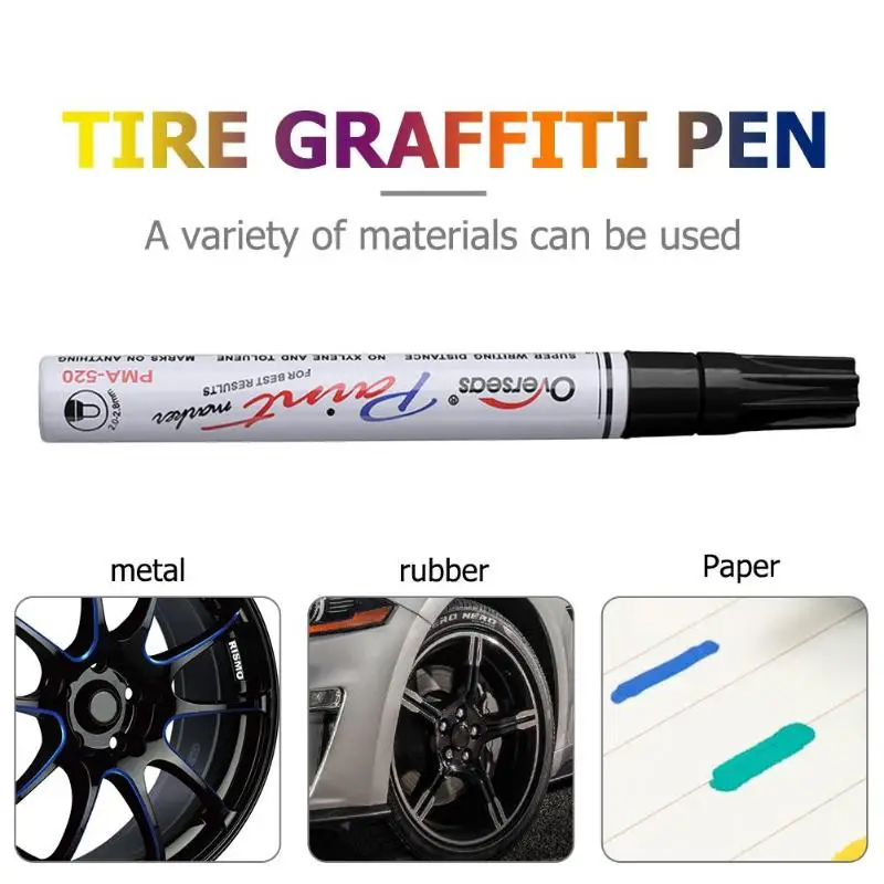 7Colors Universal Waterproof Permanent Paint Marker Pen Car Tyre Auto Tire Tread Rubber Painting Marker Graffiti Oily Marker Pen