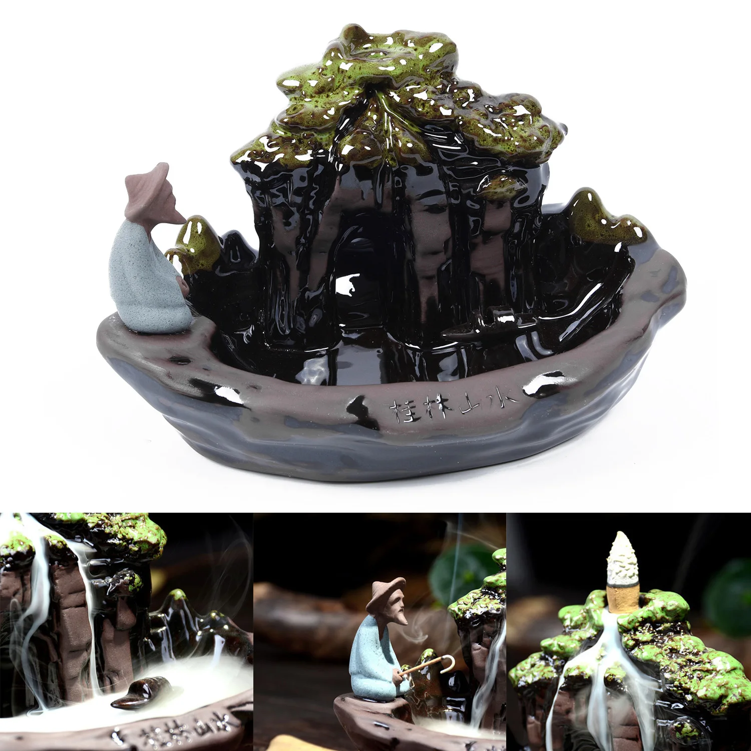Backflow Ceramic Incense Burner Holder Censer Cones Incenses Rockery Living Room | Дом и сад