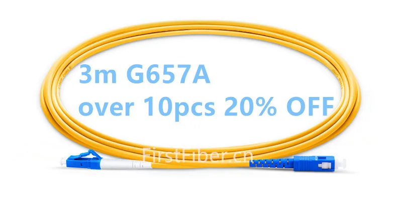 FirstFiber 3m LC UPC для SC G657A волоконный патч кабель перемычка корд Simplex 2 0 мм ПВХ SM PC Bend