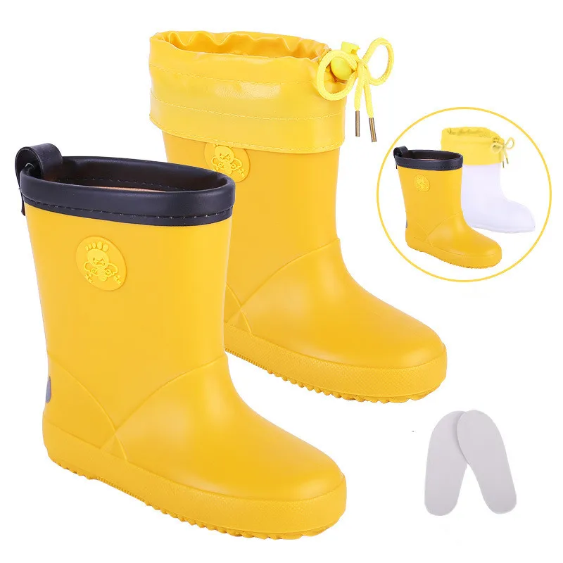 

Детские непромокаемые сапоги для девочек и мальчиков; Детские теплые непромокаемые сапоги со светоотражающими элементами; Водонепроницаемая нескользящая обувь на резиновой подошве