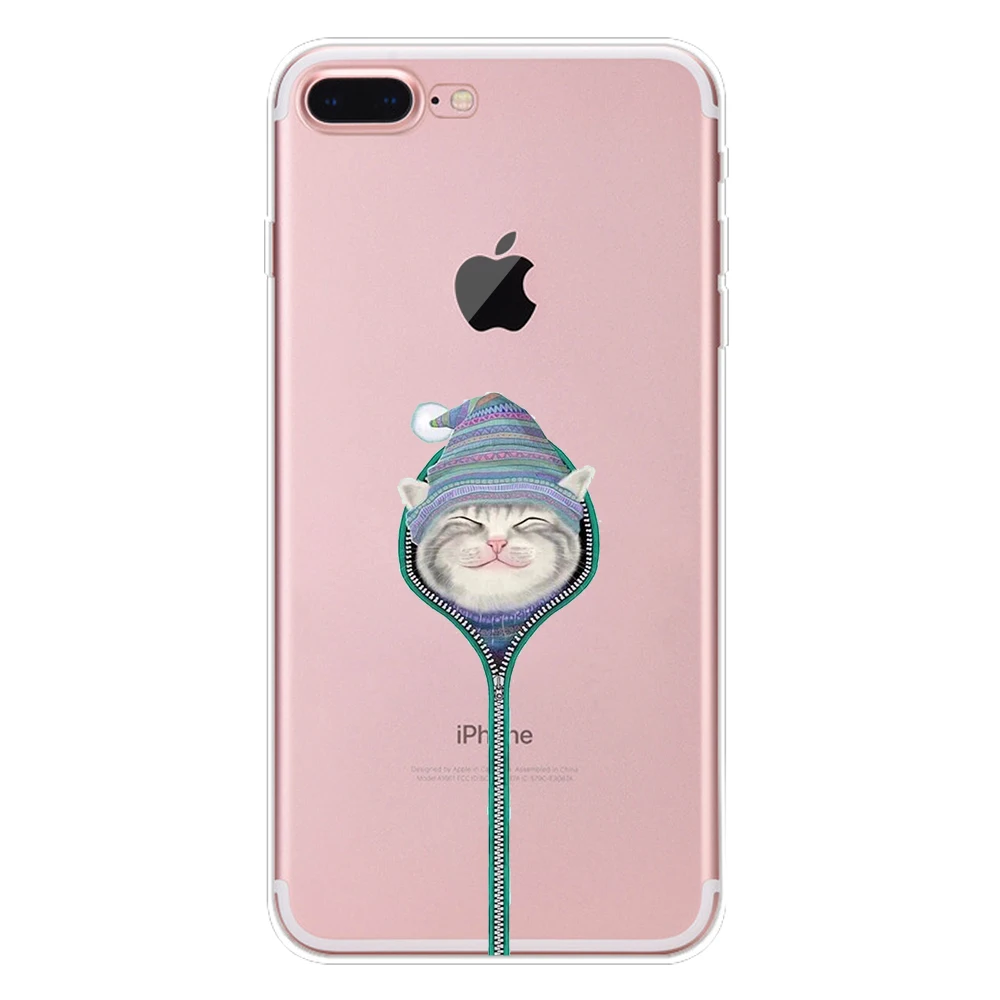 Мягкий чехол из ТПУ для iphone 7, 8, 6, 6S Plus, X, XS, Max, XR, 5, 5S, SE, чехол, силиконовый чехол, тигр, Лев, волк, лиса, рыба, чехол для телефона