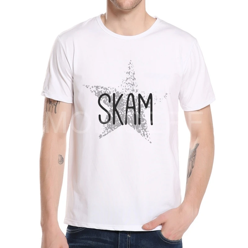 2020 Новые мужские модные Skam футболка белого цвета в стиле хип хоп для Забавный
