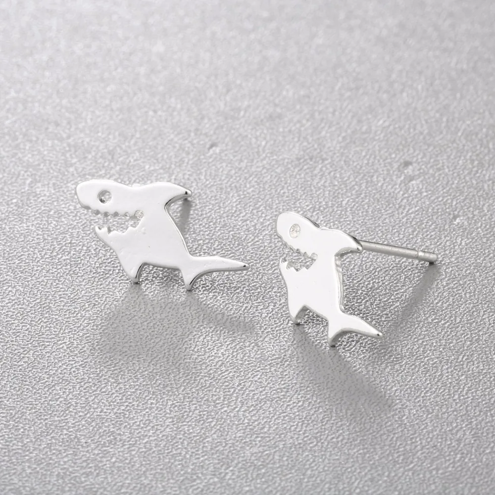 Chandler Hot-selling Cute Shark Stud Earrings For Women Sea Smart Fish Wedding Love Earring New Fashion Statement Homme Bijoux | Украшения