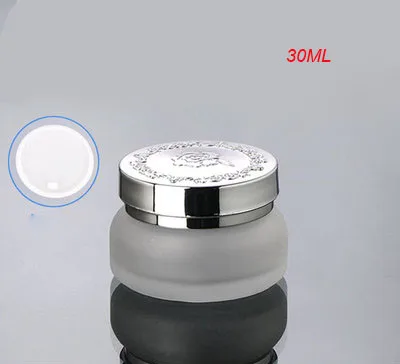 

NEW 30G frosted glass cream jar with silver lid cosmetic container cream jar Cosmetic Jar Cosmetic Packaging glass bottle