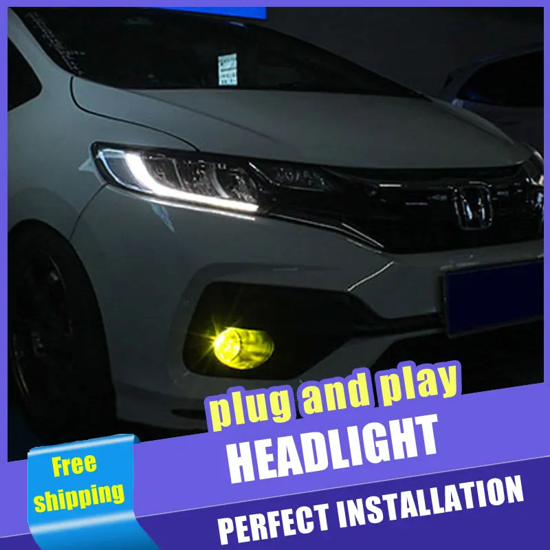 2 шт. автомобиль Стиль все-светодиодный фары для Honda fit 2013-2019 подходит налобный