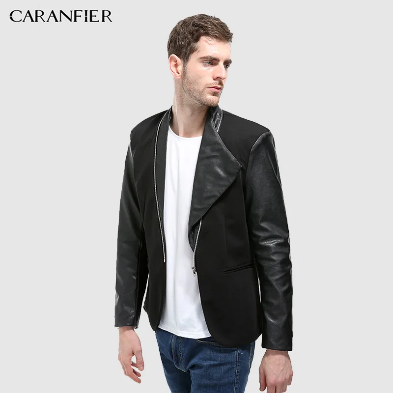 CARANFIER блейзеры мужские Новые лоскутные повседневные куртки с отложным