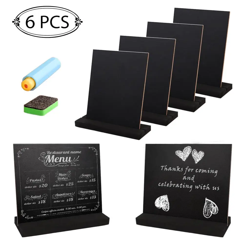 6pcs OurWarm мини настольный теги в виде Школьной Доски Свадебные DIY деревянный Декор Рамка доска вечерние украшения поставки - Цвет: 6pcs
