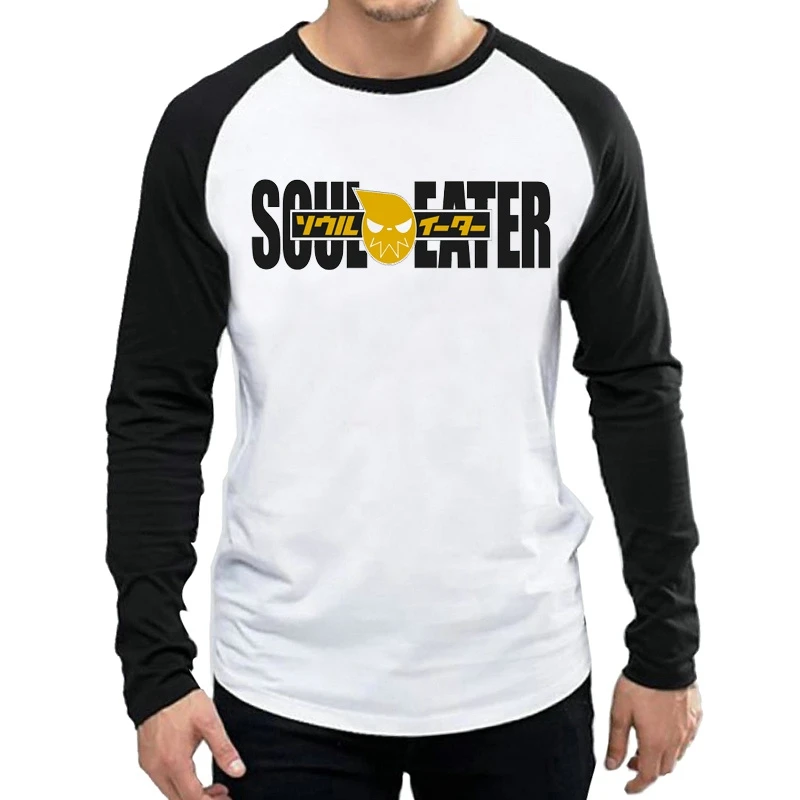 С длинным рукавом Soul Eater Футболка модная Стиль Мужская аниме Soul Eater Логотип футболка Футболки Длинный рукав рубашка Soul Eater футболка