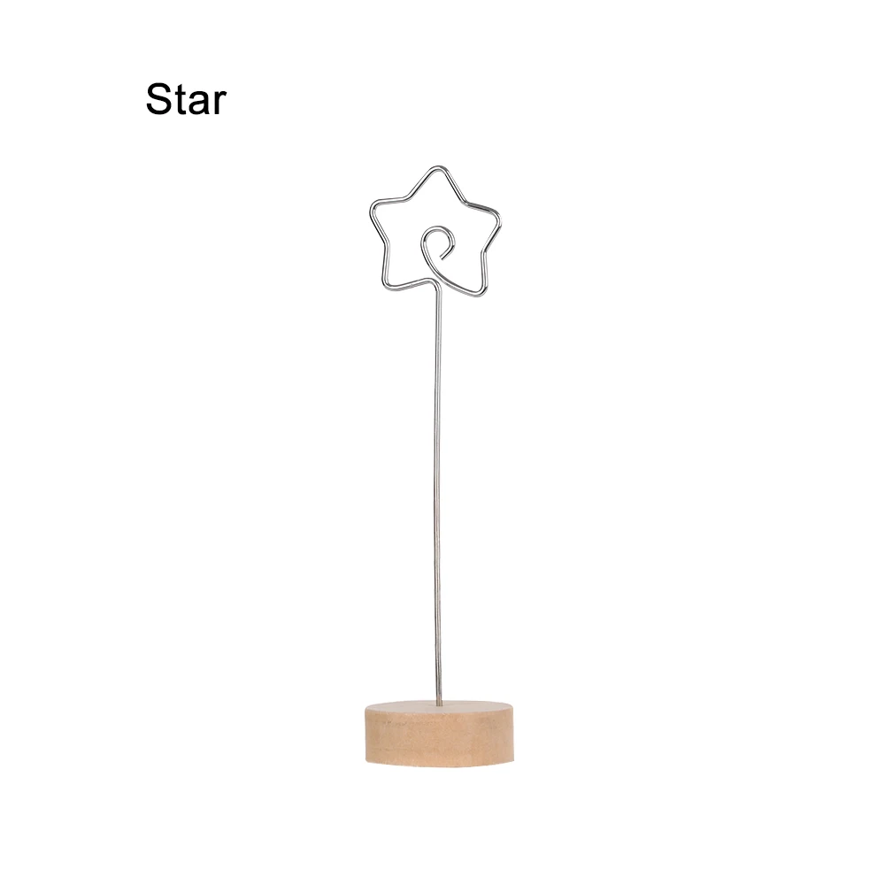 star 1 шт. круглый домашний декор железные папки Сообщений держатель для карт фото клип деревянная рамка для фотографий Настольный орнамент домашний Свадебный декор - Цвет: star