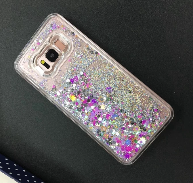 Жесткий чехол для Samsung Galaxy S8 Plus с жидким зыбучим песком и звездой блестящий