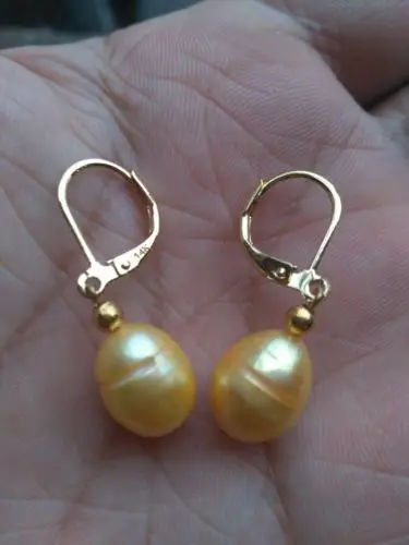 

AAAA 10-12MM gold Breathablepearl Handmade pearl earring 14k/20 Gold