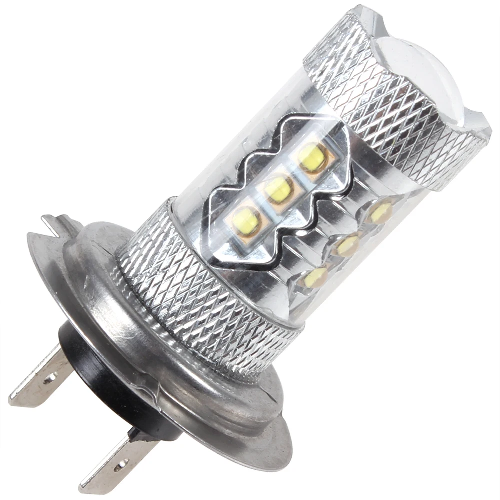 

2Pcs H7 80W High Power Car Auto Driving Fog Tail Headlight Light Lamp Bulb White 12V 6000K H7 LED Bulb Auto Light