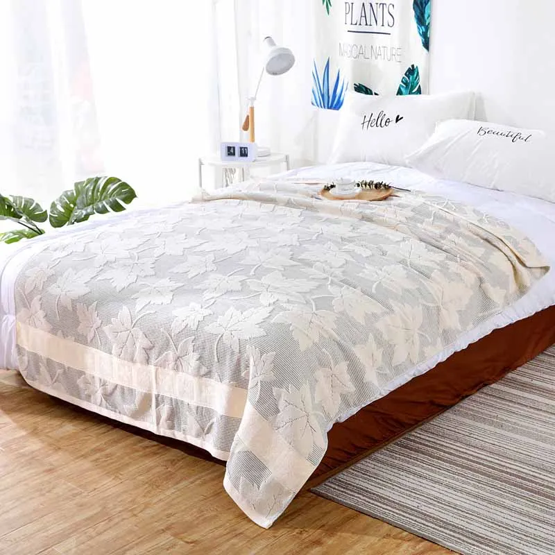 leaf beige Плотное Хлопковое одеяло; Банное Полотенце Махровое Покрывало придиванный коврик плед с кондиционированным одеялом - Цвет: leaf beige